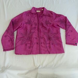 Marsh Landing Fuchsia Embroidered Blazer Size Women's Medium